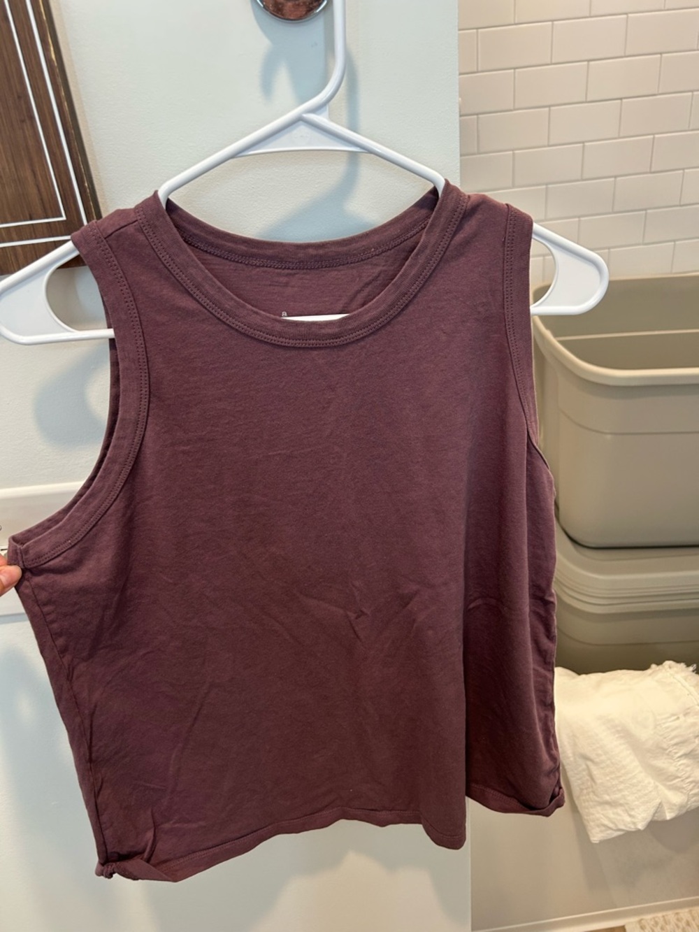 a new day Plum Cropped Muscle Tank Top